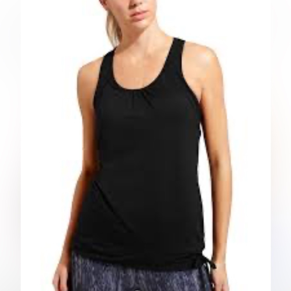 ATHLETA Black Women’s Tinker Tank Top Size XS Gathered Bottom Tie Racerback Bra